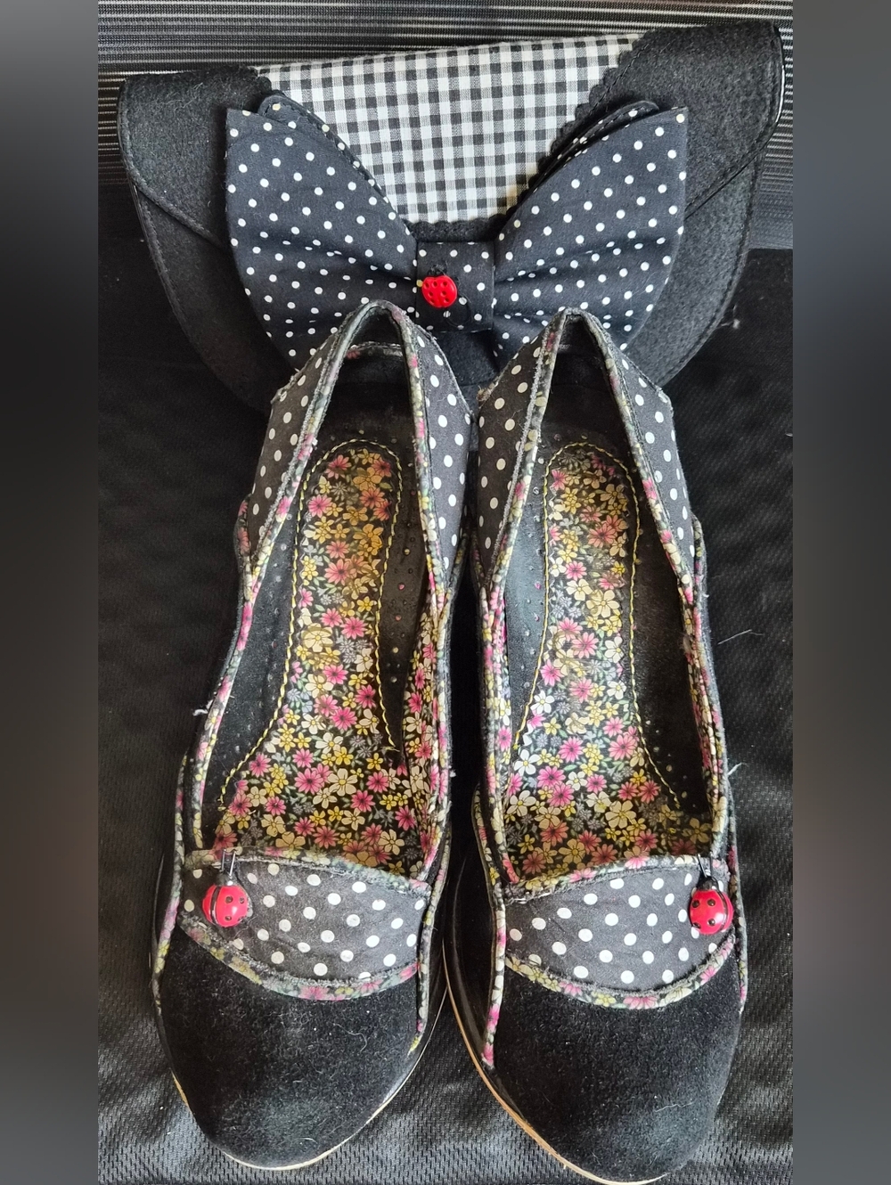Irregular Choice Black Polka Dot Heels with Matching Purse